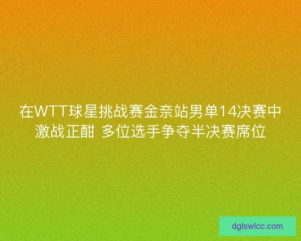 在WTT球星挑战赛金奈站男单14决赛中激战正酣 多位选手争夺半决赛席位